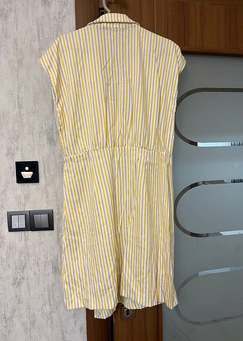 Çizgili Sarı Elbise - Görsel 4