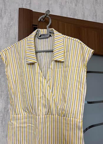 Çizgili Sarı Elbise - Görsel 3