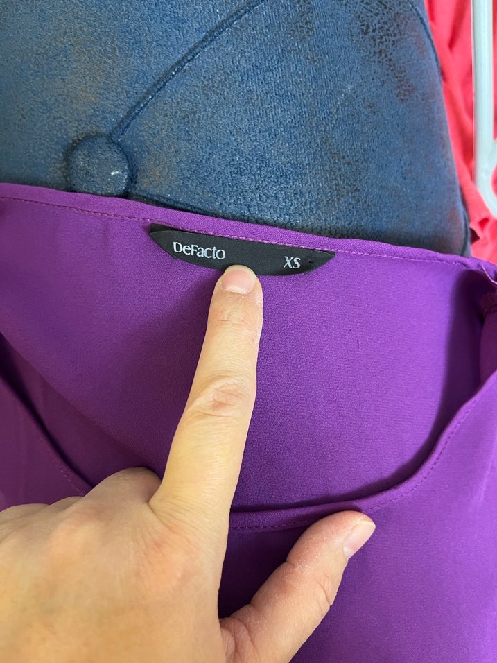 Mor Kadın Kısa Kollu Salaş Bluz - Görsel 4