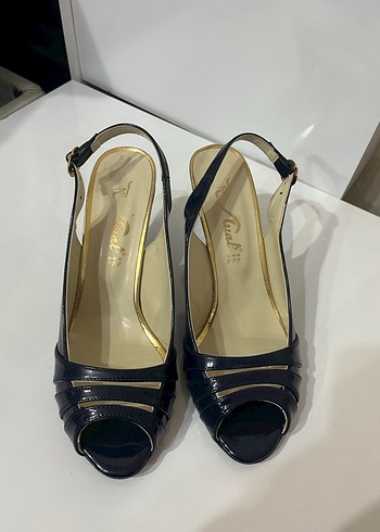 Koyu Mavi Tokalı Stiletto Topuklu Kadın Ayakkabı - Görsel 3