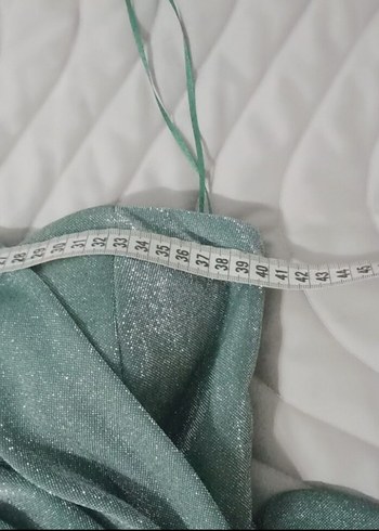 m Beden yeşil Renk su yeşili şık gece elbisi