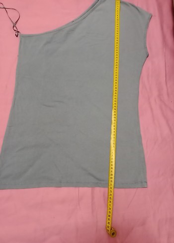 Gri Tek Omuzlu Kadın tişört - Görsel 2