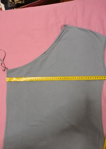 Gri Tek Omuzlu Kadın tişört - Görsel 3