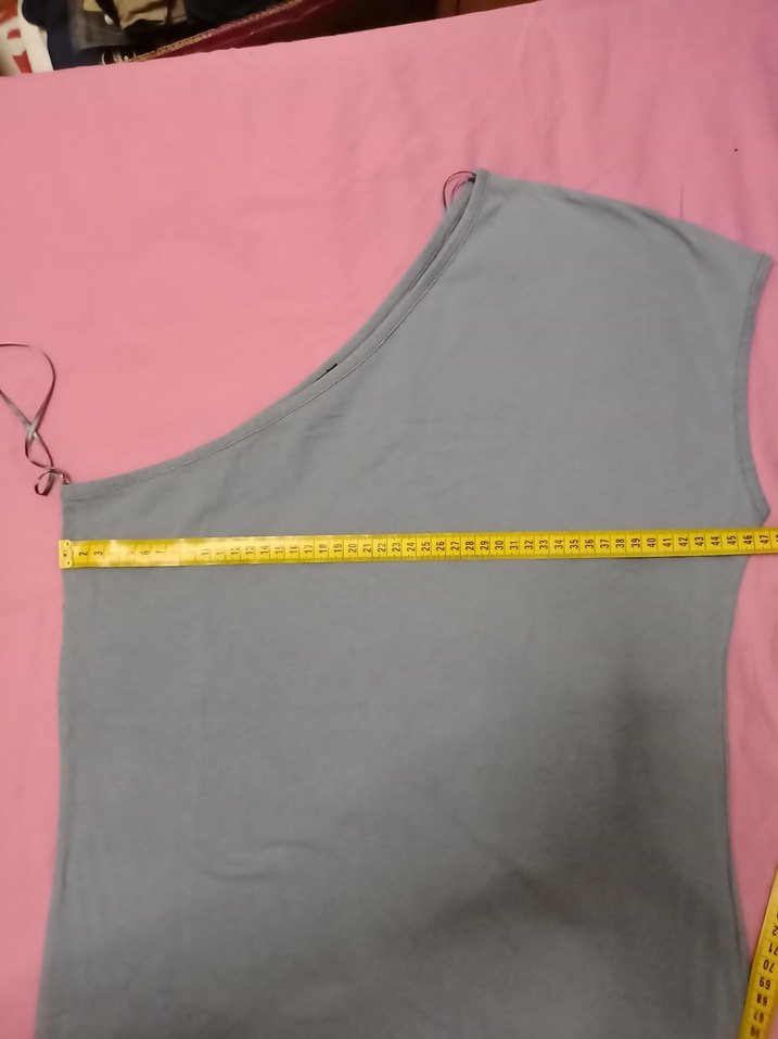 Gri Tek Omuzlu Kadın tişört - Görsel 3