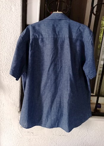 LC Waikiki Erkek Kısa Kollu Mavi keten Denim Gömlek