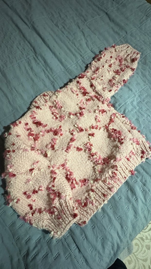 Pembe Bohem Örgü Kız Hırka - Görsel 3