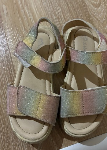 Kız Çocuk Bağcıklı Pastel Renkli Sandalet - Görsel 2