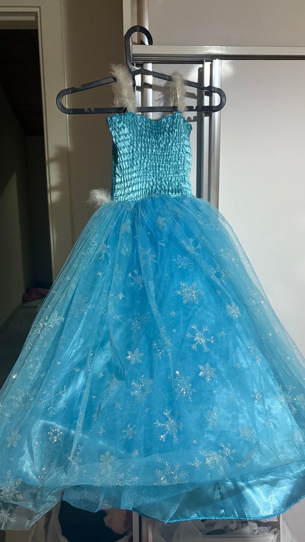 Elsa Mavi Uzun Askılı Parlak Abiye Elbise - Görsel 2