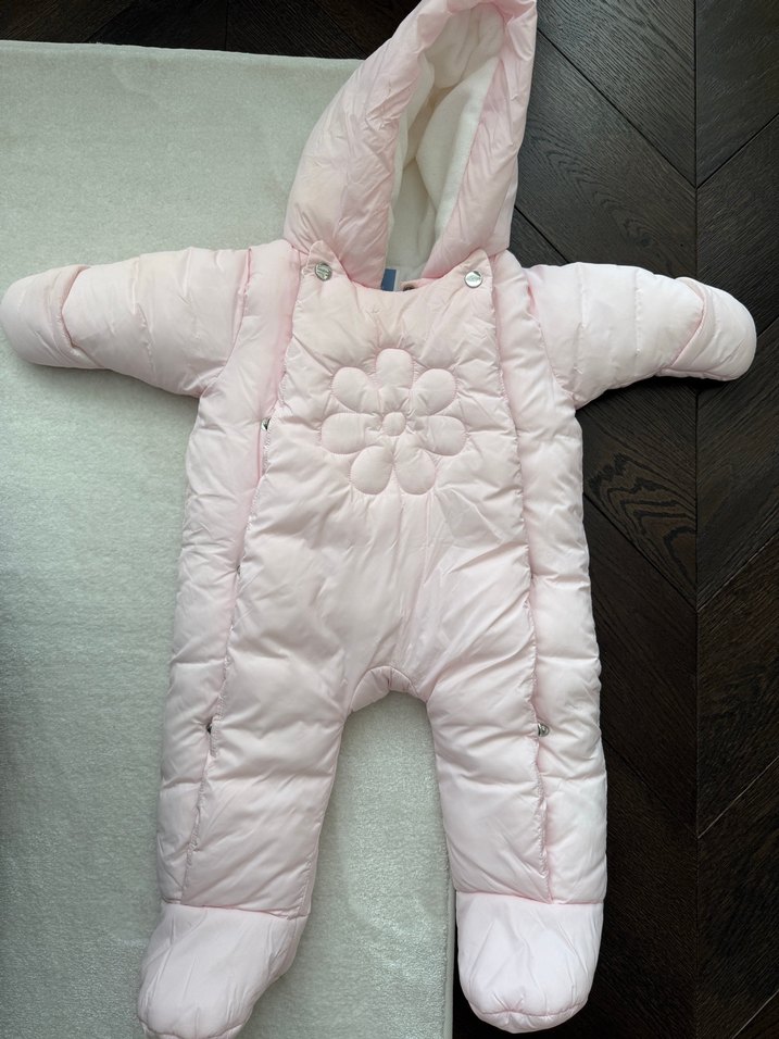 Pembe jacadi içi Kürklü Kapüşonlu Bebek Tulumu - Görsel 2