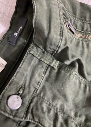 Fermuarlı Haki Kadın jean Pantolon - Görsel 5