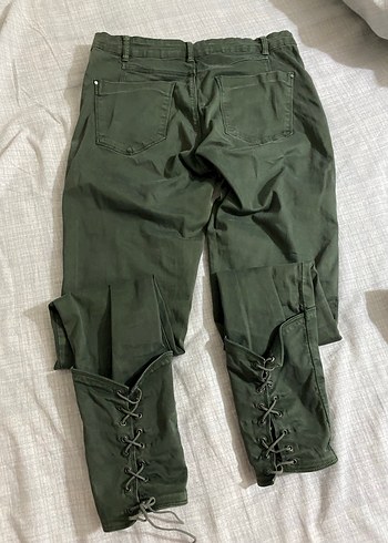 Fermuarlı Haki Kadın jean Pantolon - Görsel 2