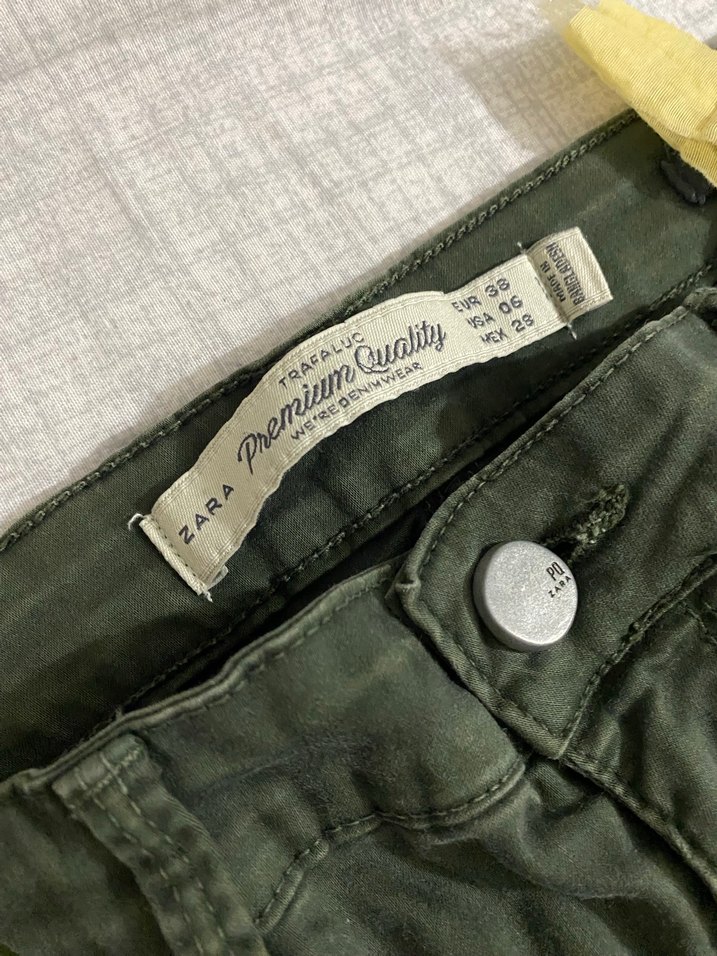 Fermuarlı Haki Kadın jean Pantolon - Görsel 4
