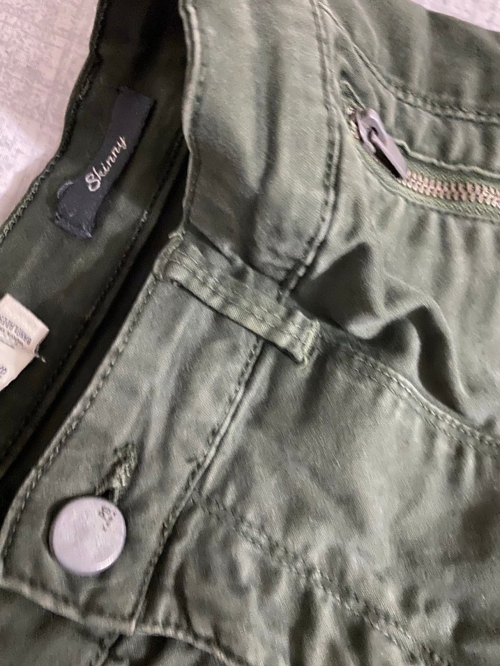 Fermuarlı Haki Kadın jean Pantolon - Görsel 5