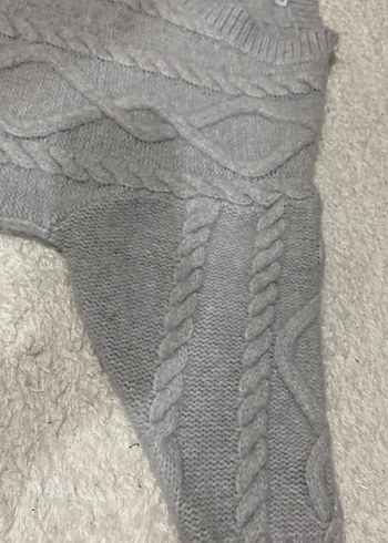 Gri V Yaka Kadın Triko örgü Kazak - Görsel 4