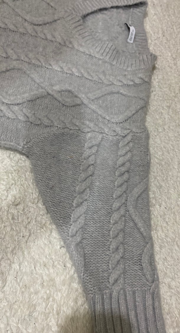 Gri V Yaka Kadın Triko örgü Kazak - Görsel 4