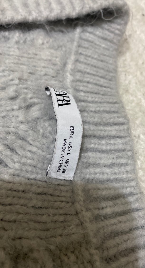 Gri V Yaka Kadın Triko örgü Kazak - Görsel 2