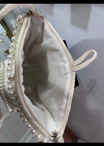 Boncuk Detaylı Beyaz Örgü Bohem Çanta - Görsel 2