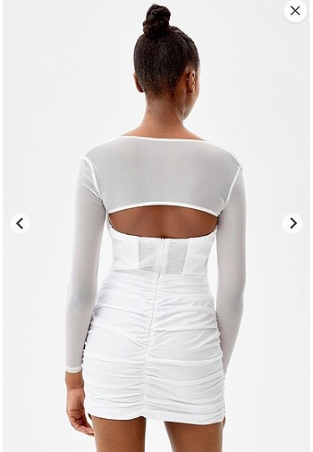 Bershka Bershka beyaz drape korseli mini elbise