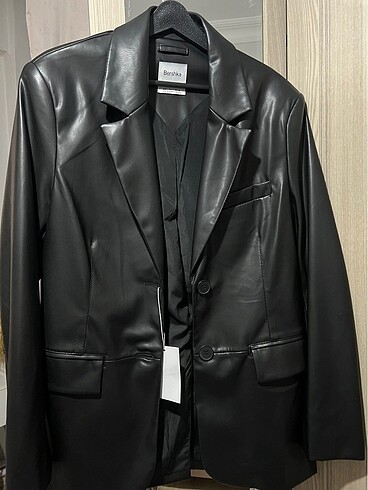 BERSHKA deri blazer ceket