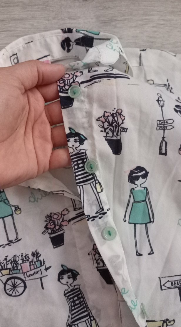 Çok Renkli Baskılı Kız Gömlek - Görsel 3