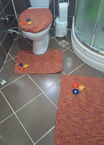 Diğer Nakışlı Çok Renkli Banyo Paspas Seti