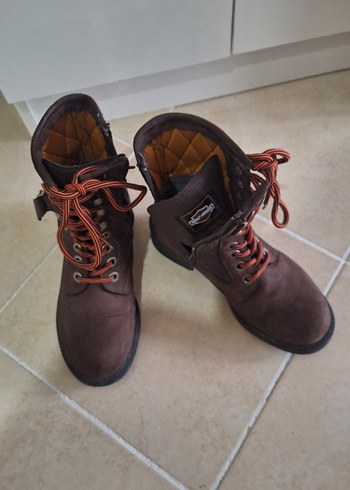 #bayan Kahverengi Minimalist Ayakkabı Bağcıkları bot - Görsel 3