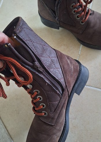 #bayan Kahverengi Minimalist Ayakkabı Bağcıkları bot - Görsel 2