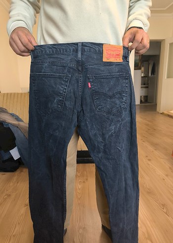 Mavi renk Bol Kesim Midi Denim Erkek Kot Pantolon - Görsel 4