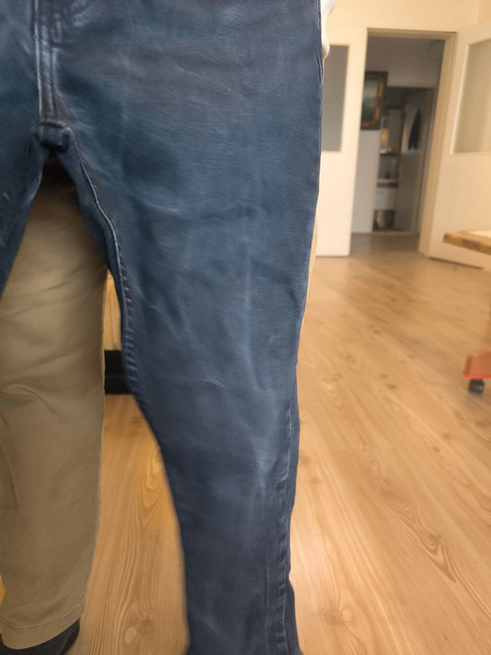 Mavi renk Bol Kesim Midi Denim Erkek Kot Pantolon - Görsel 3