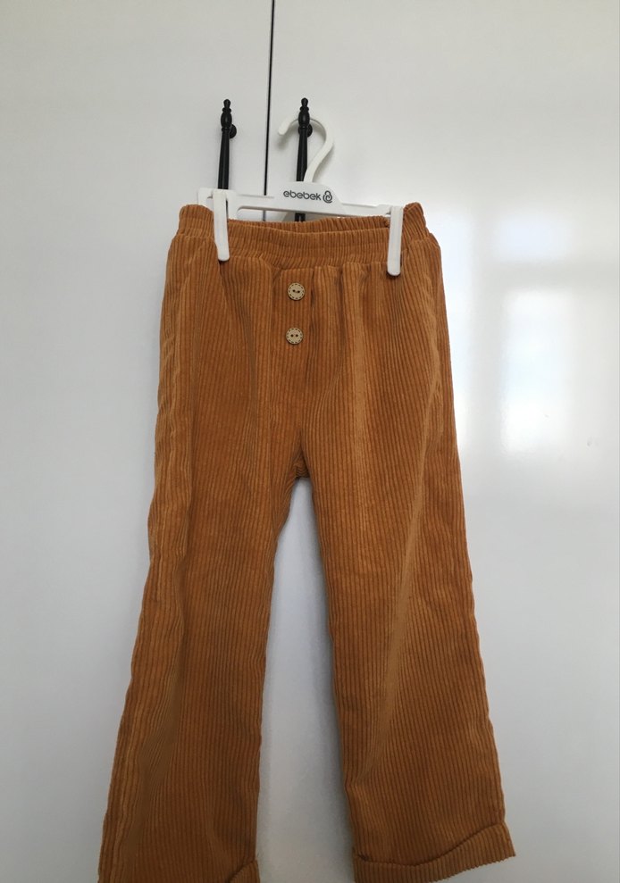 Erkek Çocuk Kahverengi Süet Bol Paça Pantolon - Görsel 2