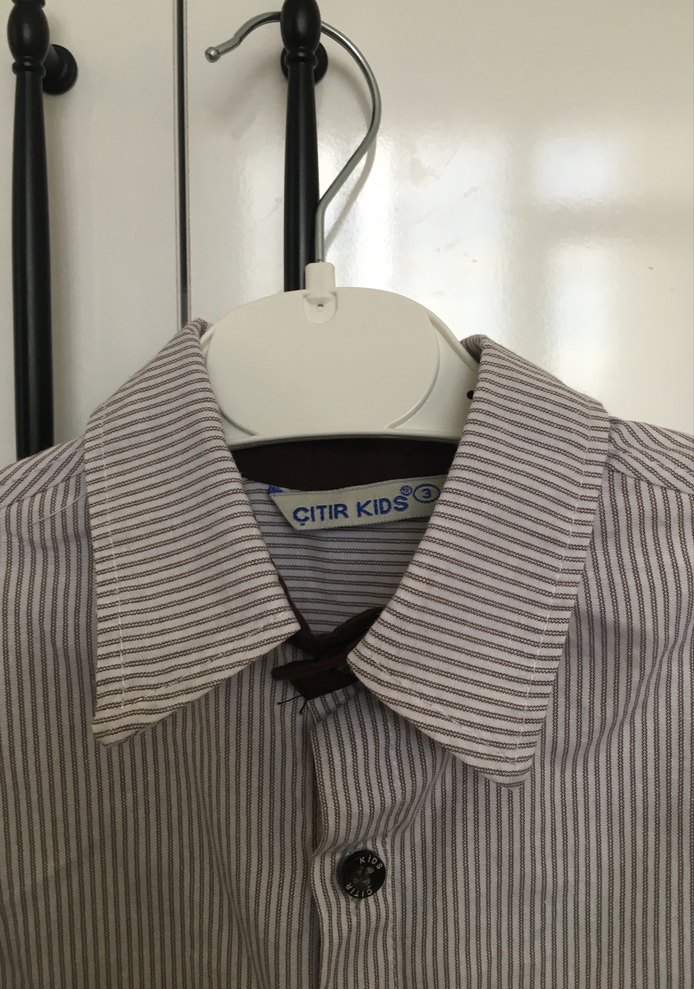Kahverengi Çizgili Uzun Kollu Erkek Gömlek - Görsel 3