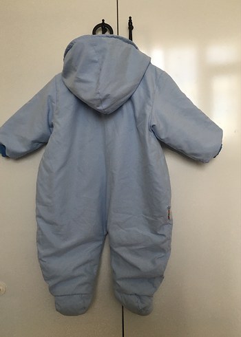 Mavi Kapüşonlu Fermuarlı Bebek Tulumu - Görsel 4