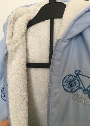 Mavi Kapüşonlu Fermuarlı Bebek Tulumu - Görsel 2