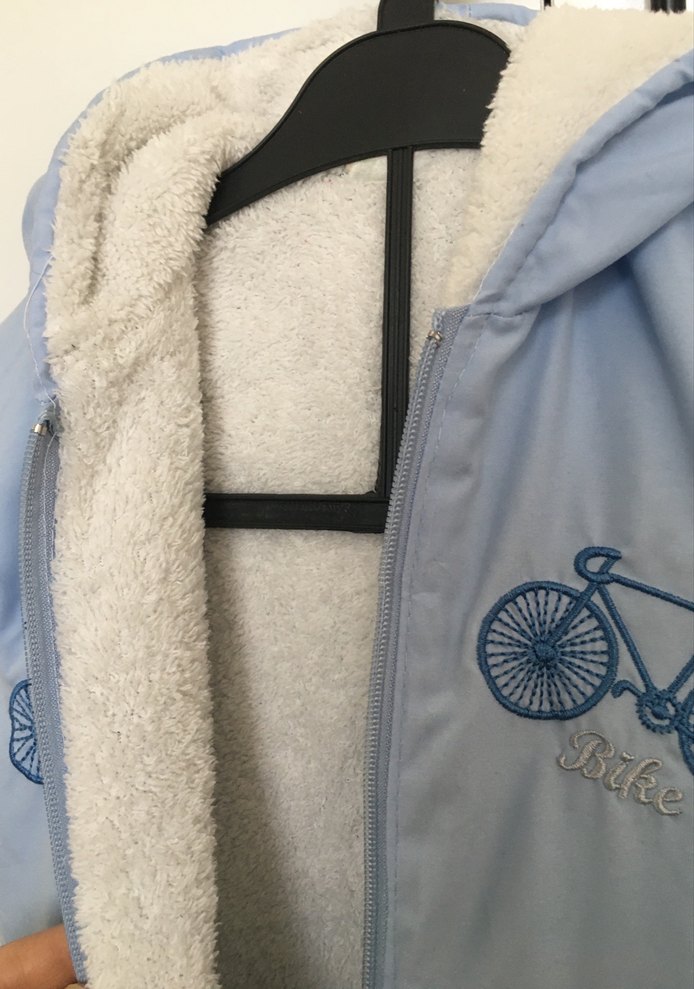 Mavi Kapüşonlu Fermuarlı Bebek Tulumu - Görsel 2