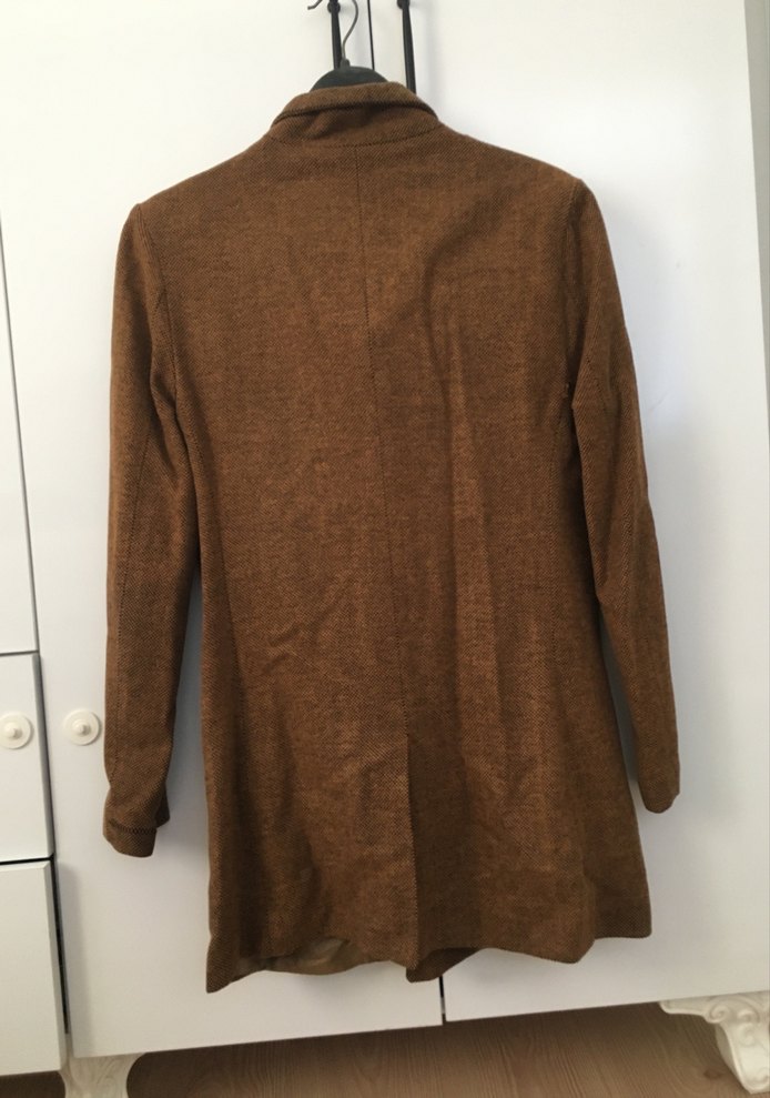 Düğmeli Kahverengi Keten Midi Erkek Ceket kanan - Görsel 3