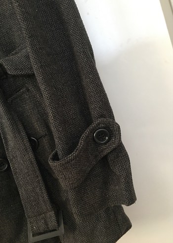 Düğmeli Gri Yün Midi Erkek Kaban - Görsel 4