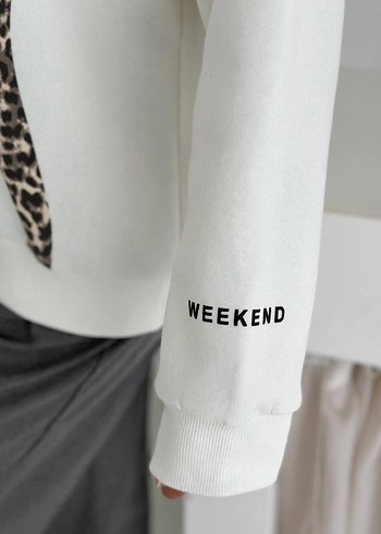 Noa&Noa Leopar Desenli Beyaz Kadın Sweatshirt