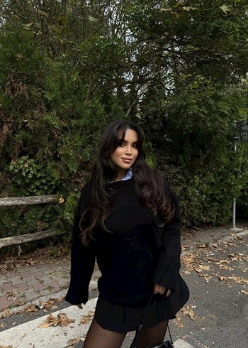 Siyah Oversize Örgü Kadın Kazak