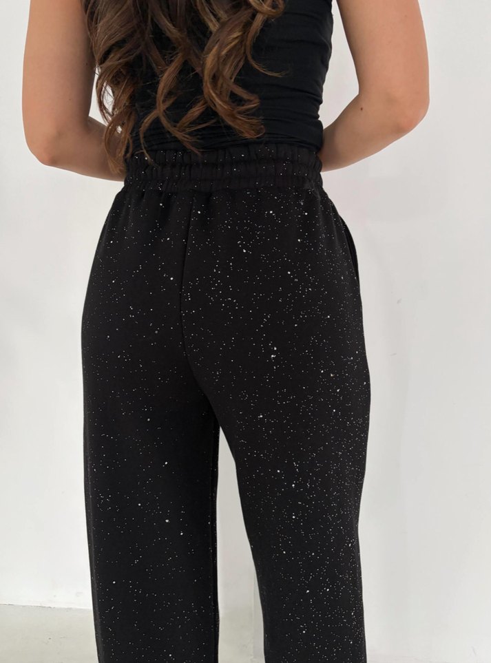 Kadın Siyah Simli Rahat Kesim Eşofman - Görsel 2