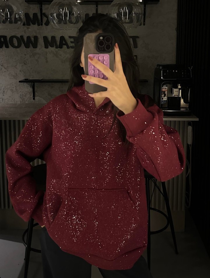 Bordo Simli Salaş Sweatshirt - Görsel 2