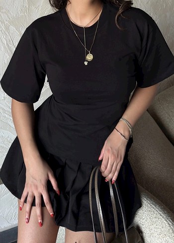 Siyah Denim Kadın Tişört bağlamalı - Görsel 4