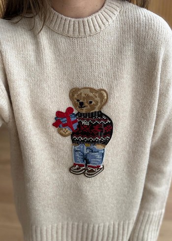 Nakışlı Uzun Kollu Kadın Triko Kazak - Görsel 8