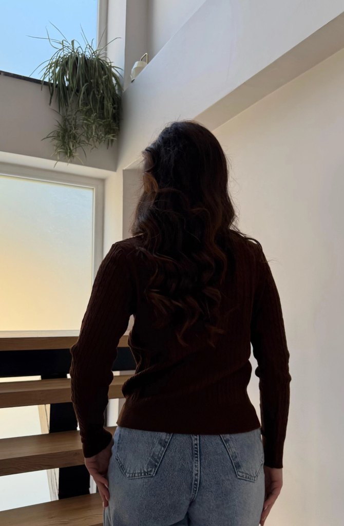 Siyah Örgü Kadın Kazak - Görsel 2