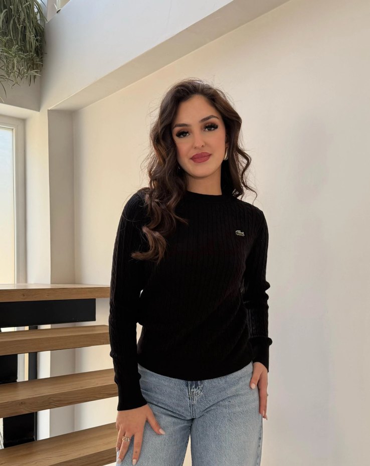 Siyah Örgü Kadın Kazak - Görsel 5