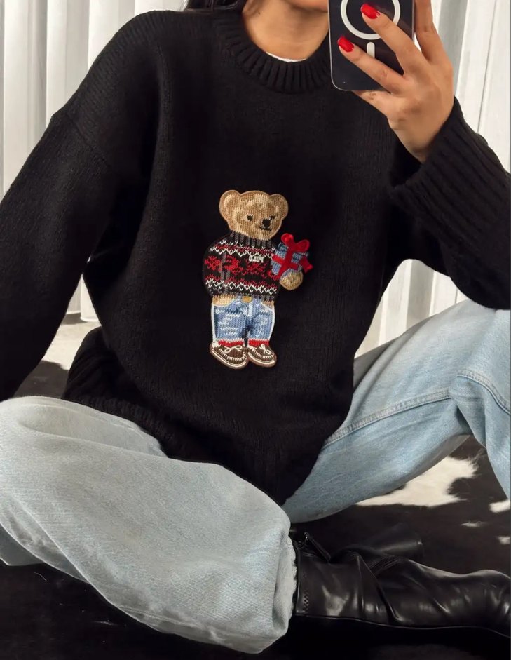 Siyah Baskılı Salaş Kadın  - Görsel 4