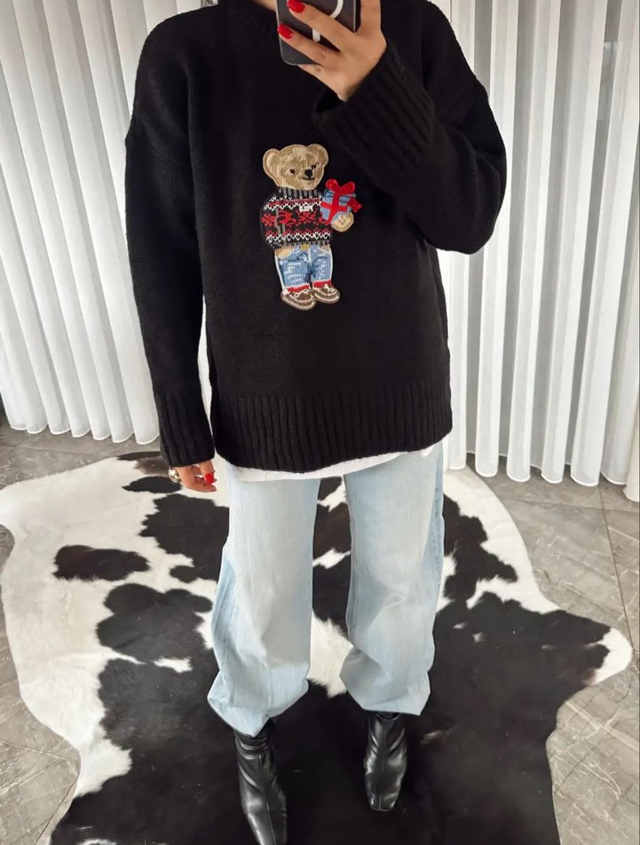 Siyah Baskılı Salaş Kadın  - Görsel 5