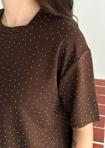 Kahverengi Baskılı Kısa Kollu Tişört - Görsel 3