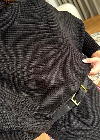 Siyah Yaka Örgü Salaş Kazak - Görsel 3