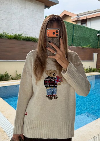 Desenli Oversize Triko Kadın Kazak - Görsel 4