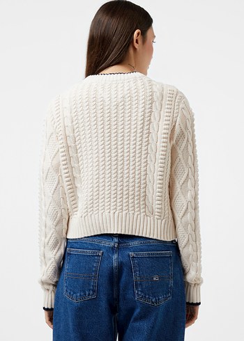 Nakışlı Bej Örgü Kadın Triko - Görsel 7